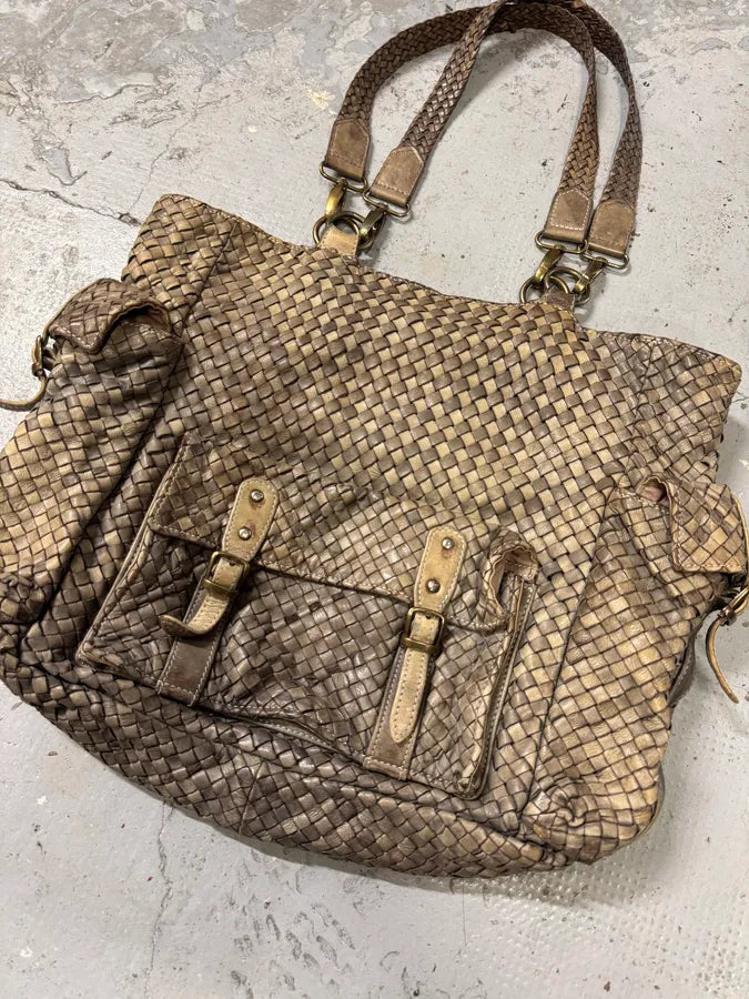 Giorgio Brato Woven Beige Leather Cargo Handle Bag DRBjcmA 3