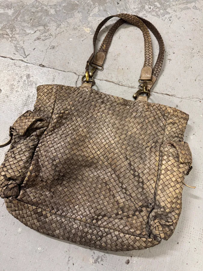Giorgio Brato Woven Beige Leather Cargo Handle Bag DRBjcmA 4