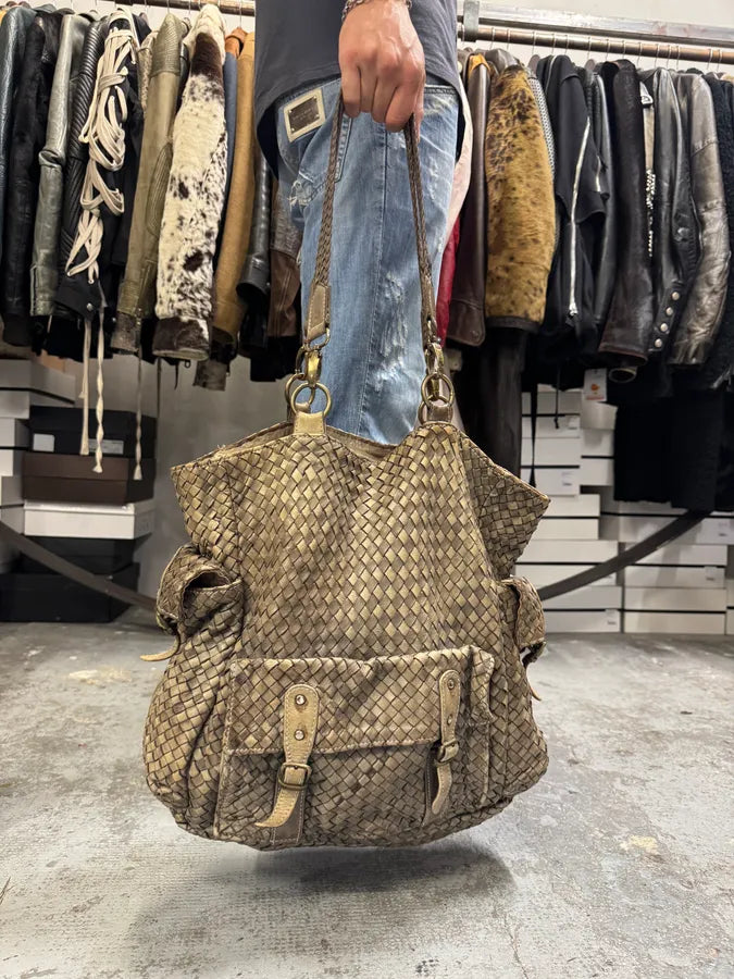 Giorgio Brato Woven Beige Leather Cargo Handle Bag DRBjcmA 9