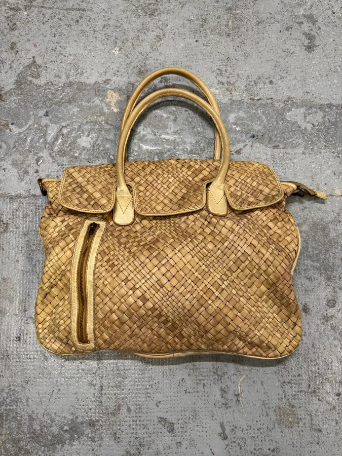 Giorgio Brato Woven Beige Leather Handle Bag DjQYiAo 1