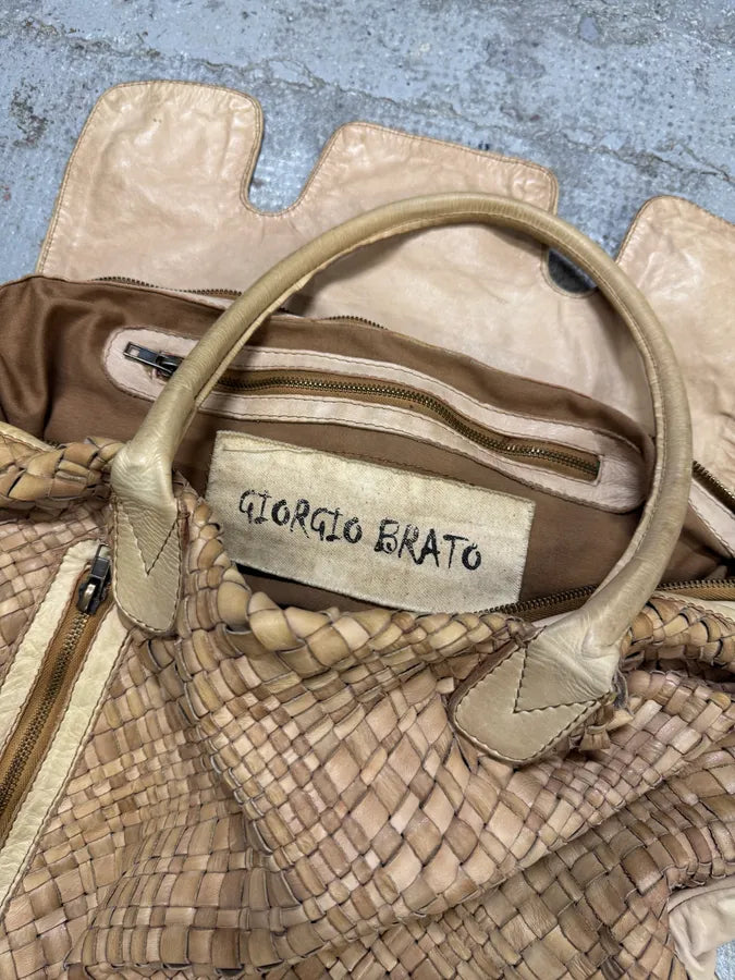 Giorgio Brato Woven Beige Leather Handle Bag DjQYiAo 10