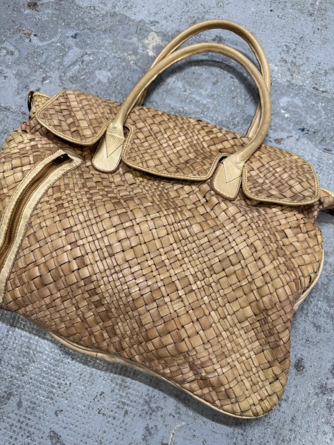 Giorgio Brato Woven Beige Leather Handle Bag DjQYiAo 3