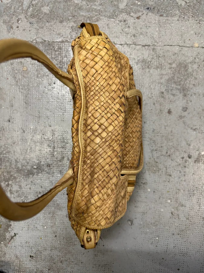 Giorgio Brato Woven Beige Leather Handle Bag DjQYiAo 9
