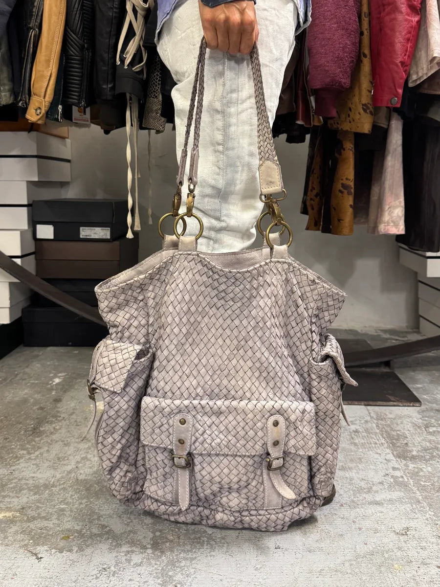 Giorgio Brato Woven Grey Leather Cargo Handle Bag PMZEwAi 0
