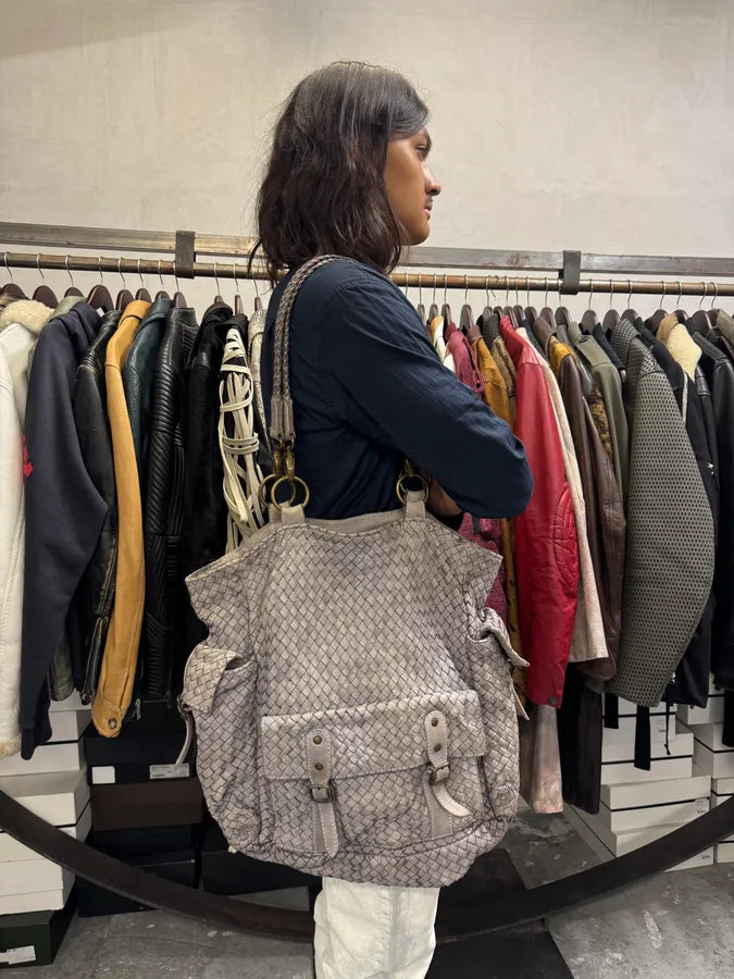 Giorgio Brato Woven Grey Leather Cargo Handle Bag PMZEwAi 2
