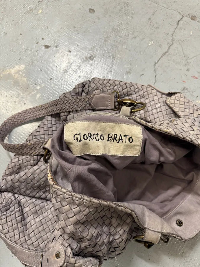 Giorgio Brato Woven Grey Leather Cargo Handle Bag PMZEwAi 7