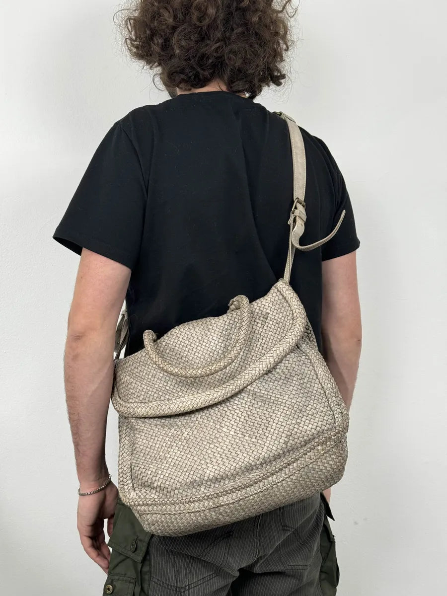 Giorgio Brato Woven Grey Leather Shoulder Bag vePTgUX 2