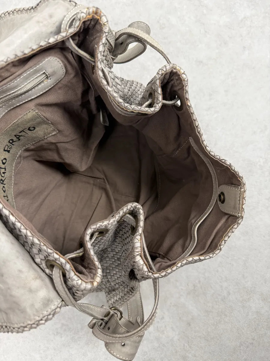 Giorgio Brato Woven Grey Leather Shoulder Bag vePTgUX 7