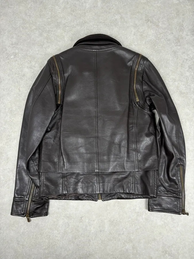 AW2003 Dolce & Gabbana Layered Multi Zip Leather Jacket vuiNOlV 2