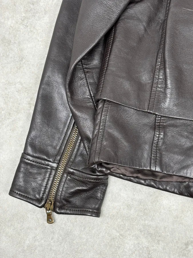 AW2003 Dolce & Gabbana Layered Multi Zip Leather Jacket vuiNOlV 11