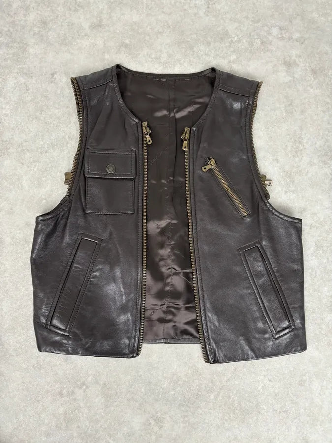 AW2003 Dolce & Gabbana Layered Multi Zip Leather Jacket vuiNOlV 10