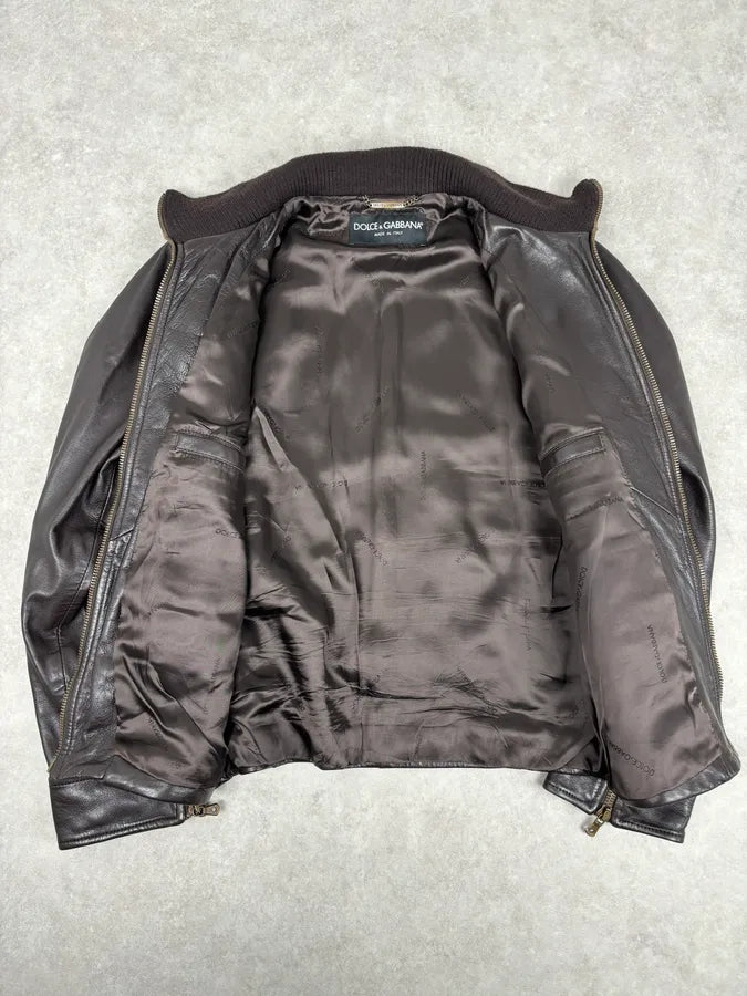 AW2003 Dolce & Gabbana Layered Multi Zip Leather Jacket vuiNOlV 8