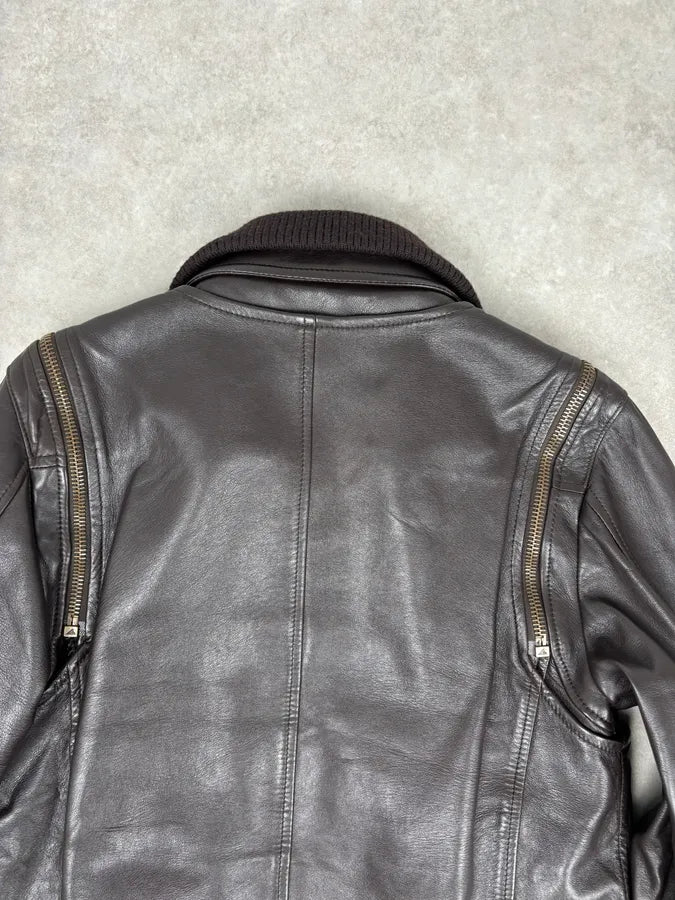 AW2003 Dolce & Gabbana Layered Multi Zip Leather Jacket vuiNOlV 7