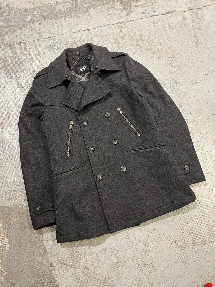 2000s Dolce & Gabbana Grey Classy Wool Caban Jacket ixrjaPF 3