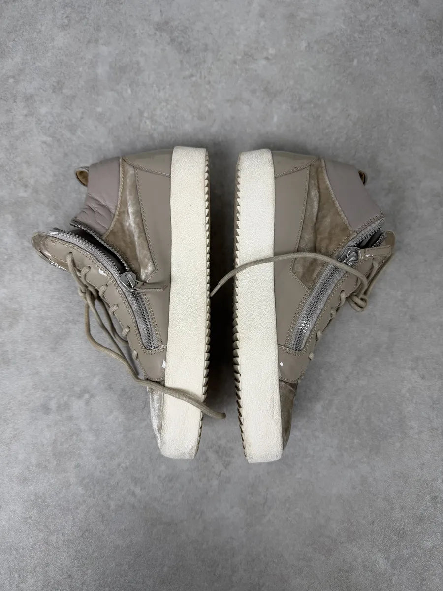 Giuseppe Zanotti Beige Velvet High Sneakers FzdYFOc 2