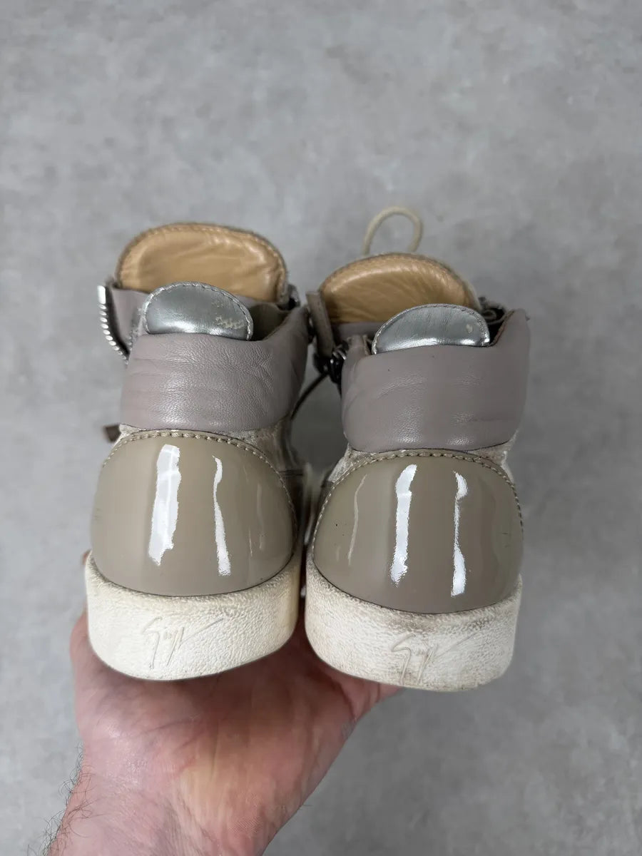 Giuseppe Zanotti Beige Velvet High Sneakers FzdYFOc 4