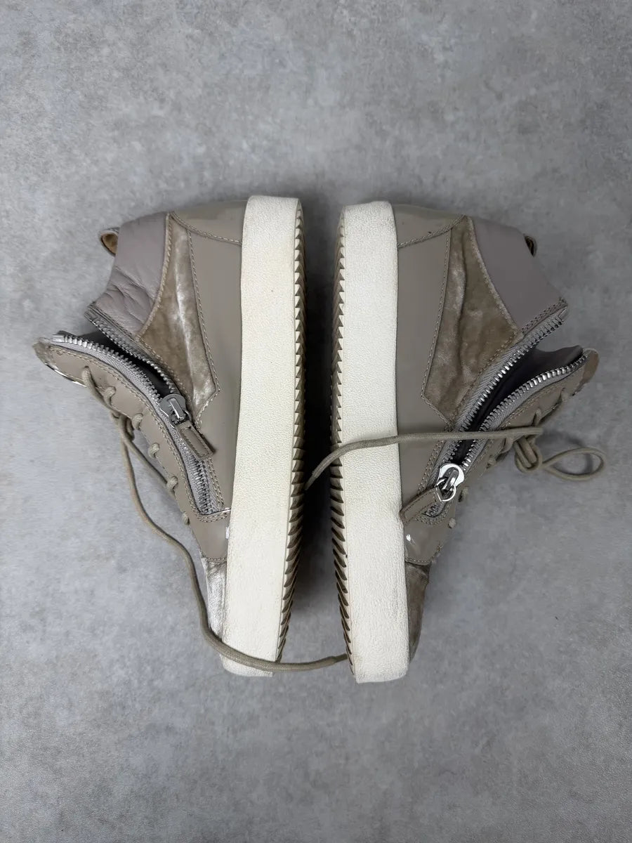Giuseppe Zanotti Beige Velvet High Sneakers FzdYFOc 7