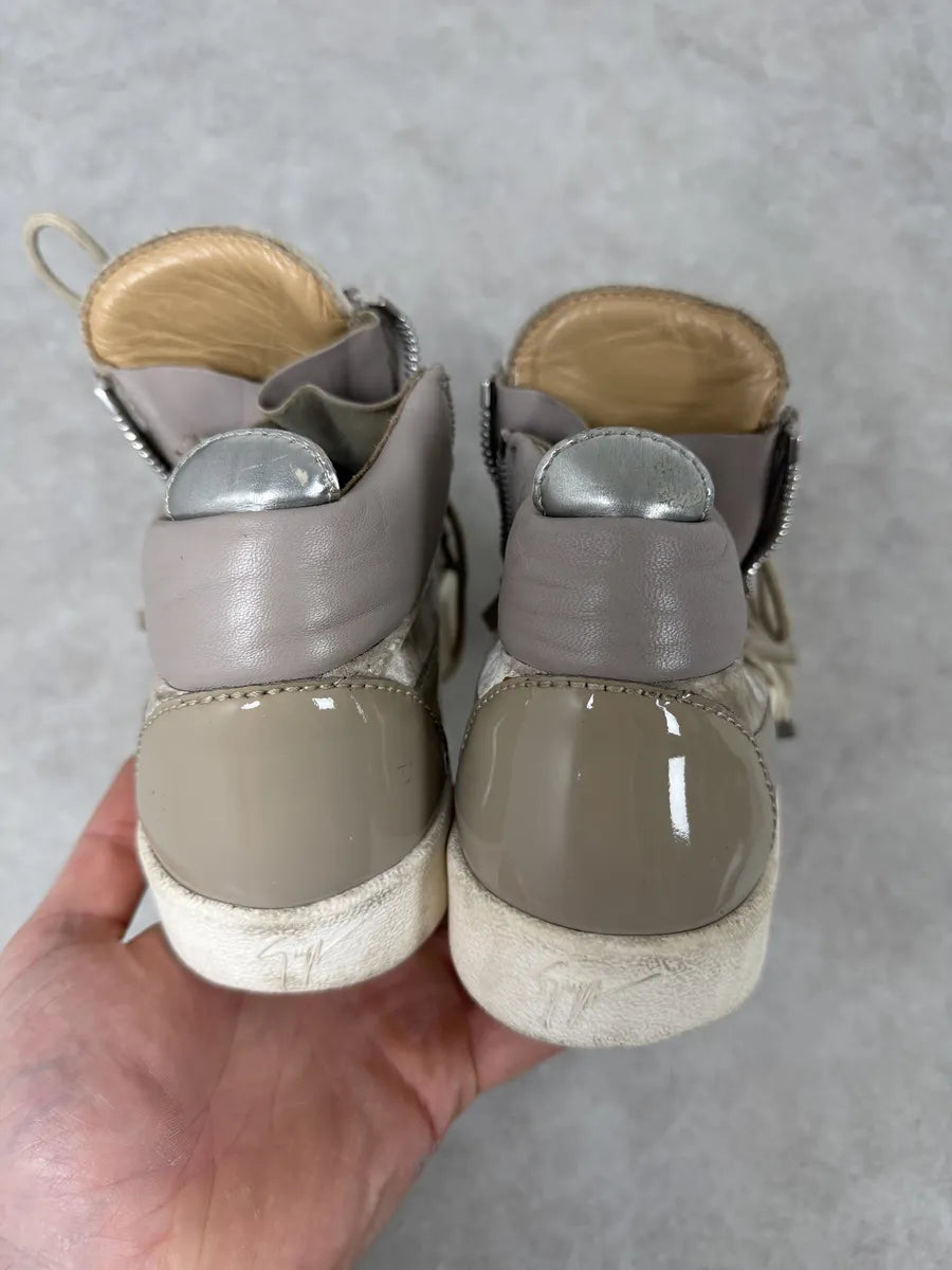 Giuseppe Zanotti Beige Velvet High Sneakers FzdYFOc 8