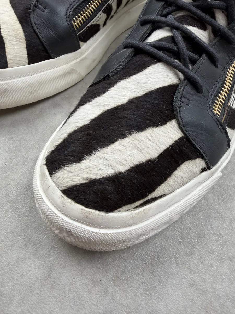 Giuseppe Zanotti Black & White Calf Hair Zebra High Sneakers fOAJkFE 10