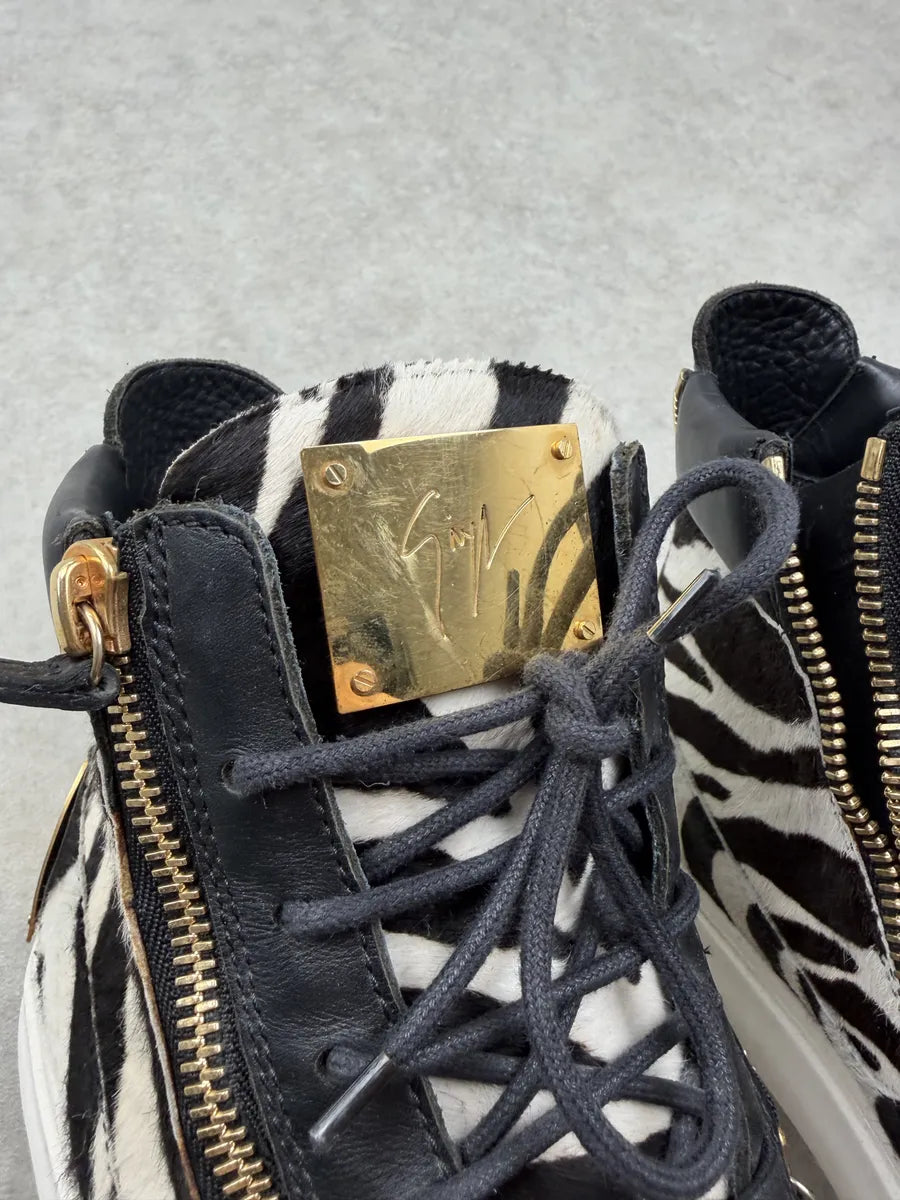 Giuseppe Zanotti Black & White Calf Hair Zebra High Sneakers fOAJkFE 9