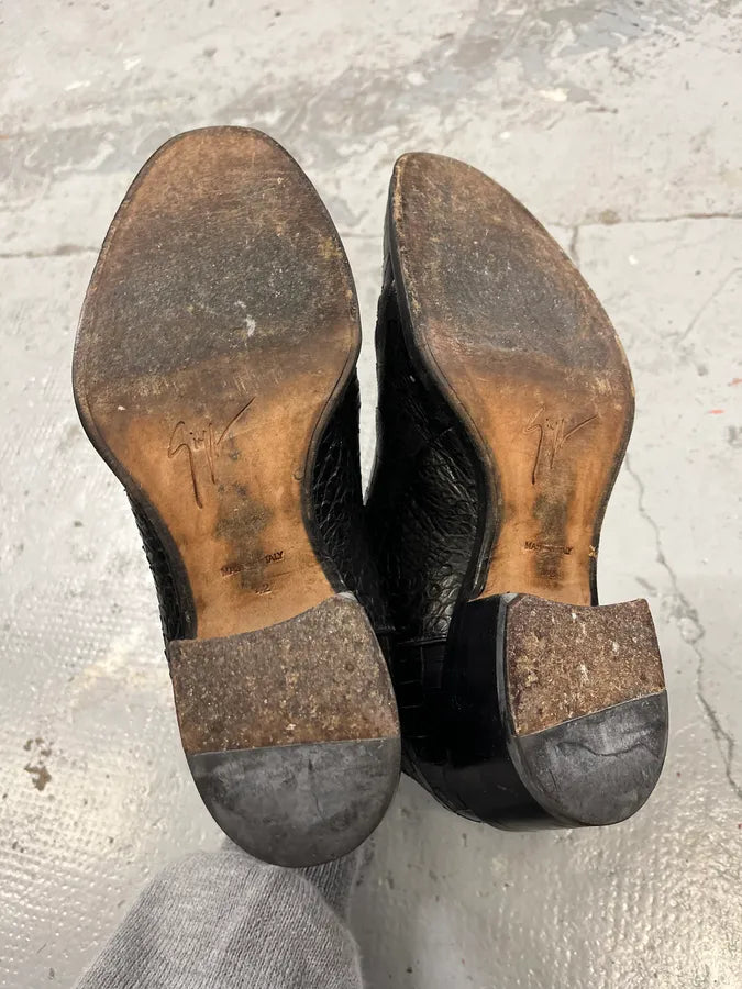 Giuseppe Zanotti Black Crocodile Effect Leather Boots rhwyuit 5