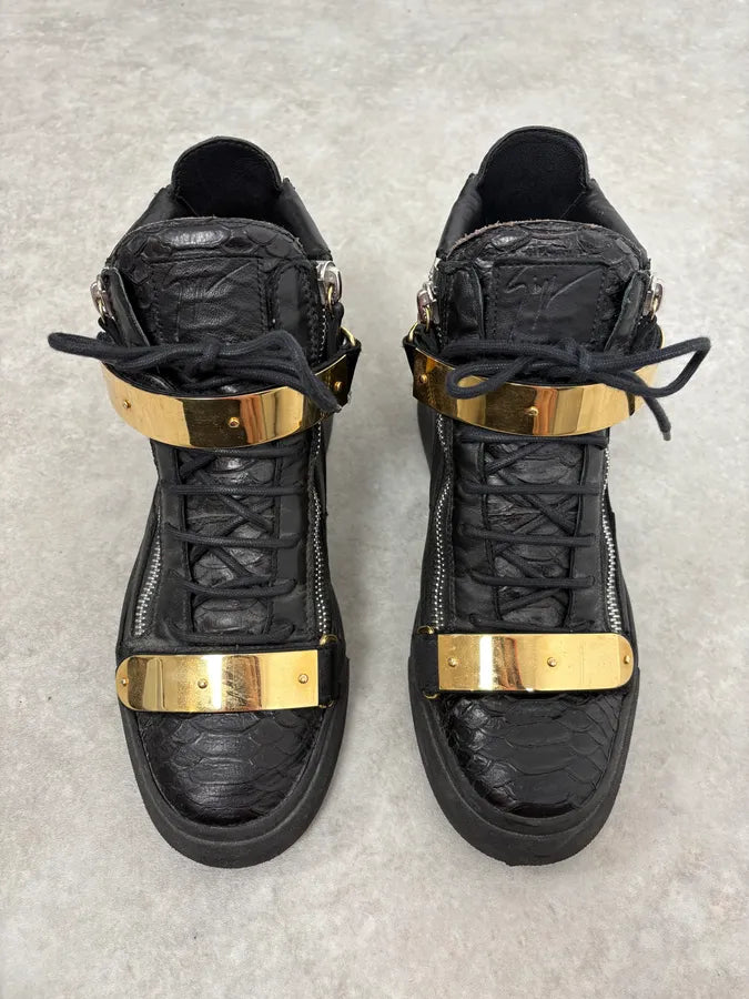 Giuseppe Zanotti Black Gold Velcro High Sneakers sWZPxzE 1