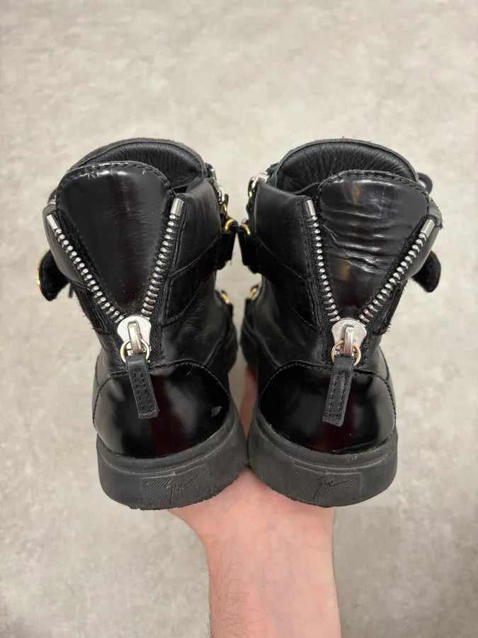 Giuseppe Zanotti Black Gold Velcro High Sneakers sWZPxzE 6