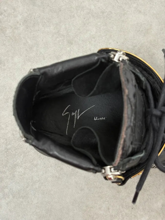 Giuseppe Zanotti Black Gold Velcro High Sneakers sWZPxzE 8