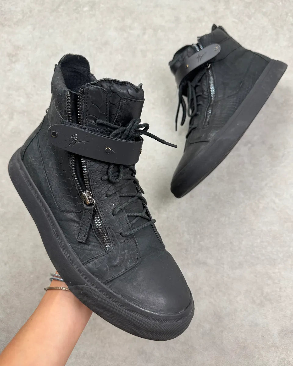 Giuseppe Zanotti Black Leather Python Effect High Sneakers RNQTAWJ 0