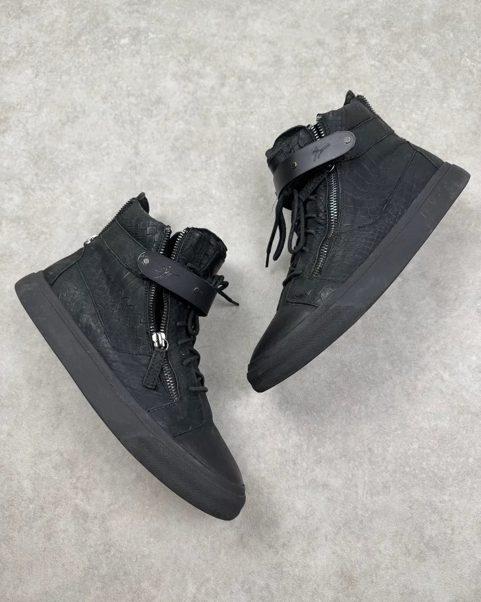Giuseppe Zanotti Black Leather Python Effect High Sneakers RNQTAWJ 1