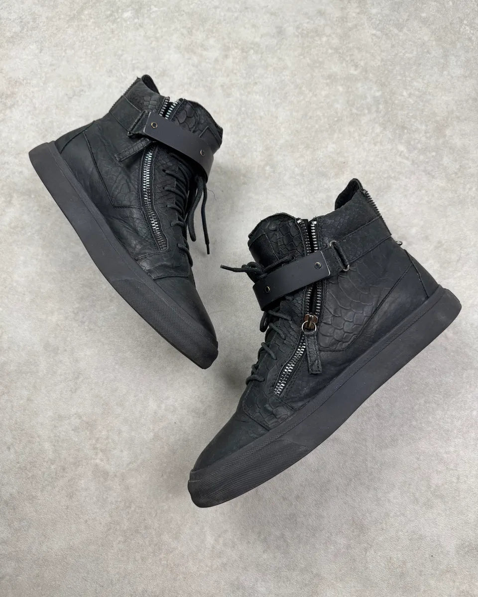 Giuseppe Zanotti Black Leather Python Effect High Sneakers RNQTAWJ 2