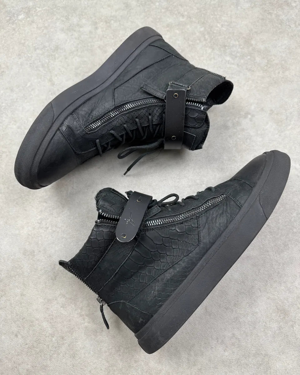Giuseppe Zanotti Black Leather Python Effect High Sneakers RNQTAWJ 3