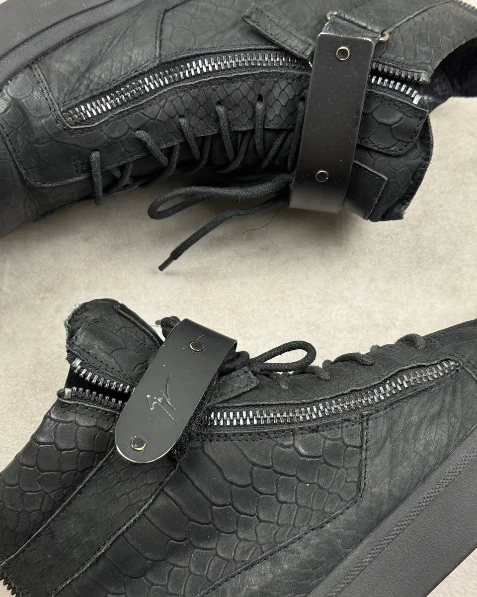 Giuseppe Zanotti Black Leather Python Effect High Sneakers RNQTAWJ 4