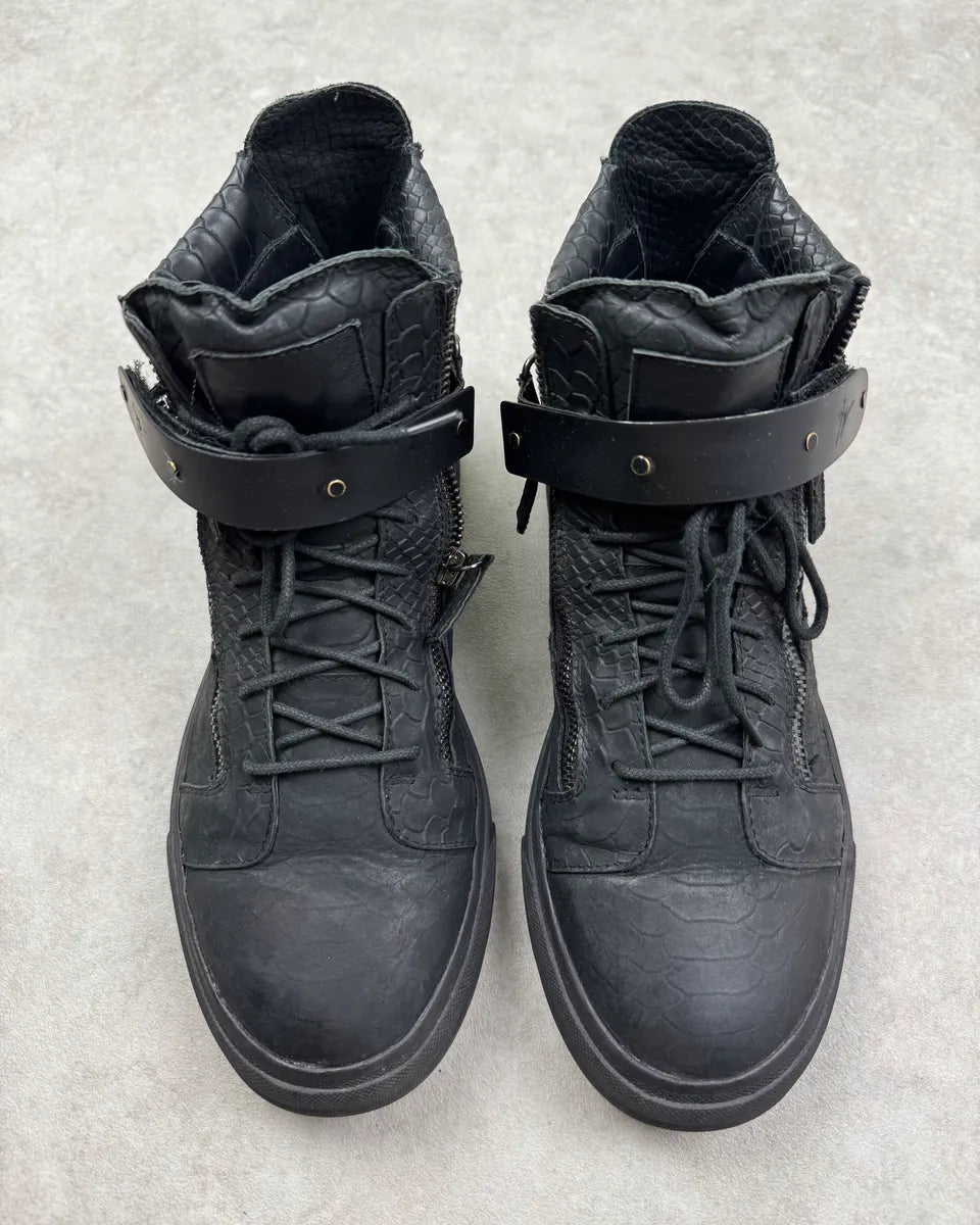Giuseppe Zanotti Black Leather Python Effect High Sneakers RNQTAWJ 5