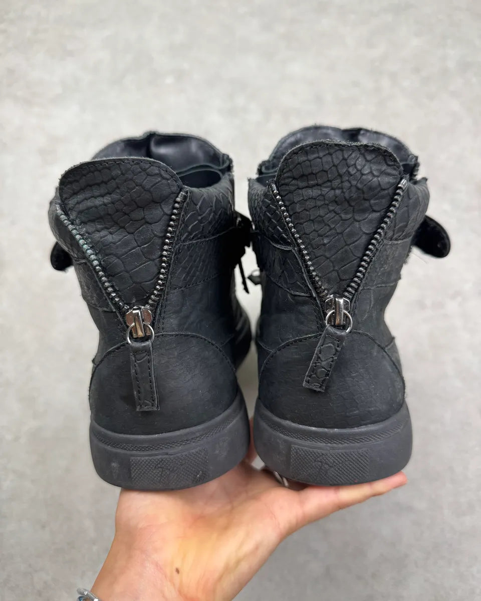 Giuseppe Zanotti Black Leather Python Effect High Sneakers RNQTAWJ 6