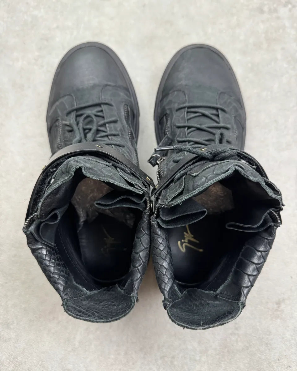 Giuseppe Zanotti Black Leather Python Effect High Sneakers RNQTAWJ 7