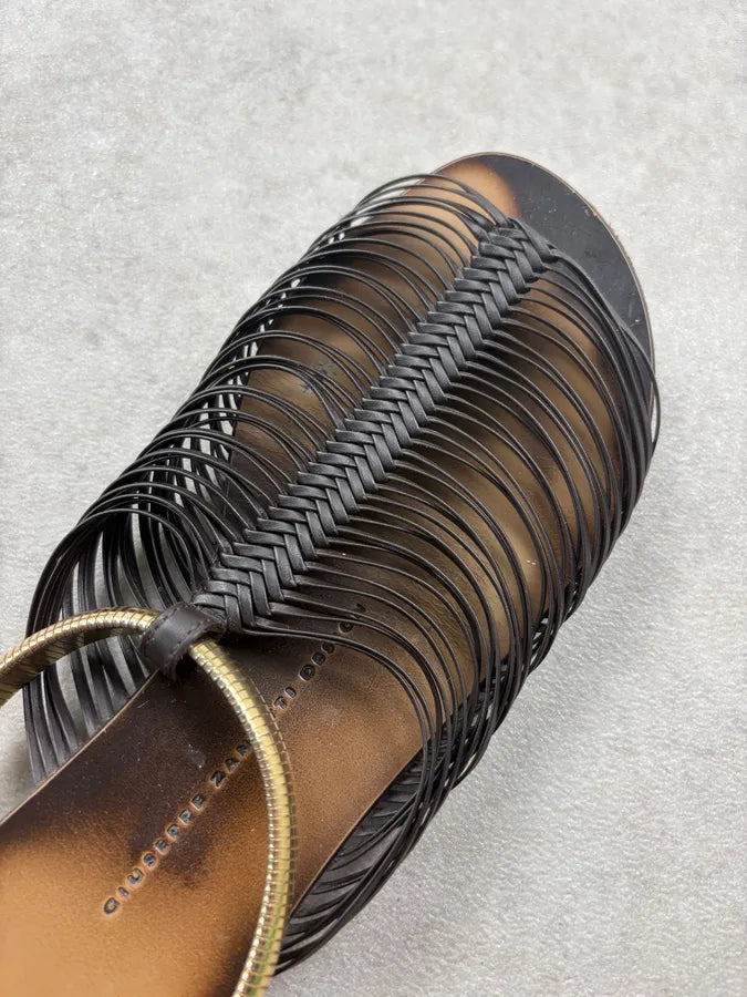 2000s Giuseppe Zanotti Black Leather Strap Sandals zrTtDCq 4