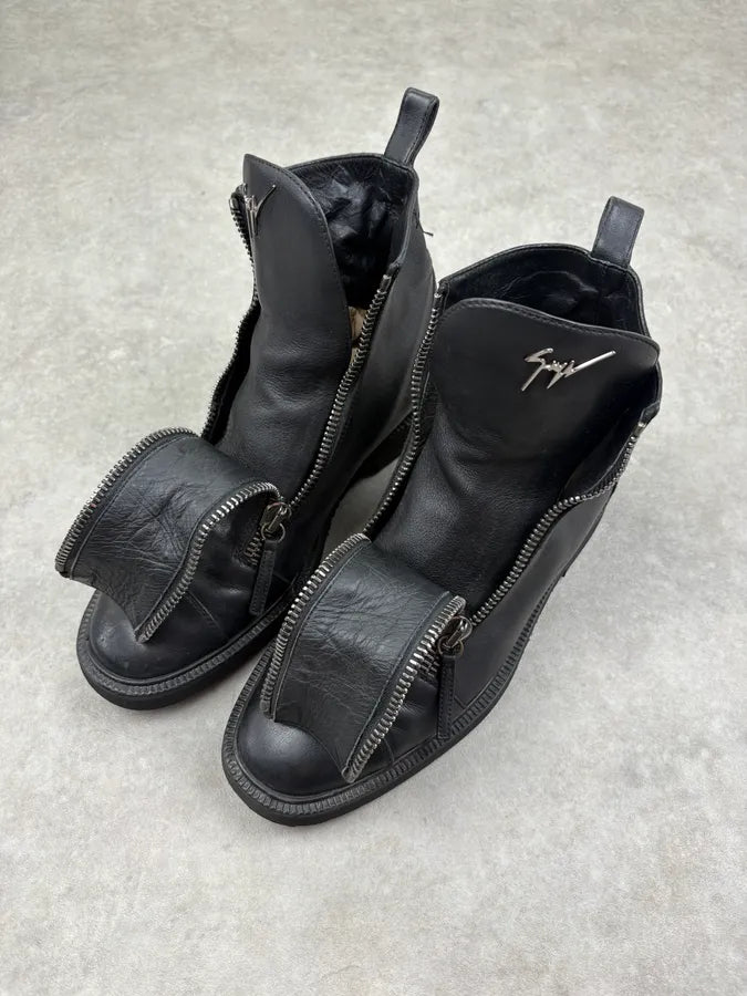 Giuseppe Zanotti Black Leather Zip Boots qyNVpQx 3