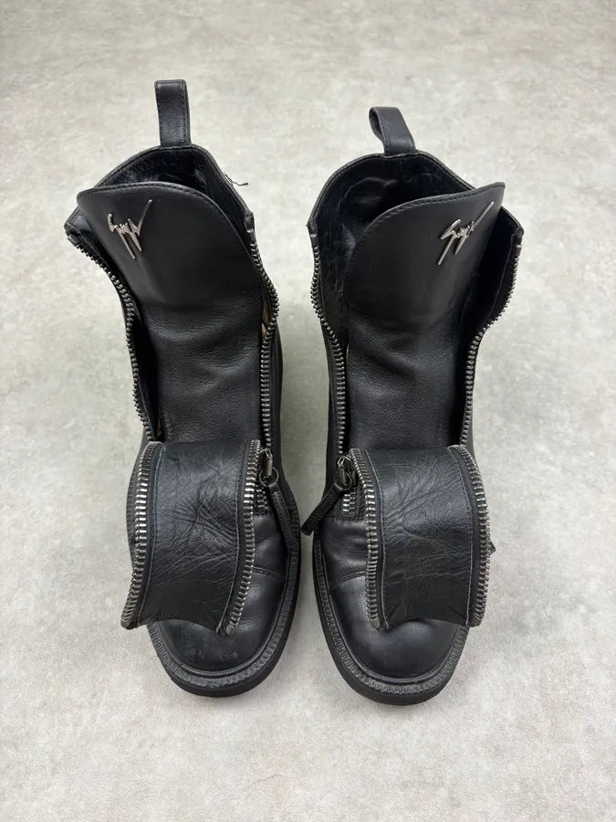 Giuseppe Zanotti Black Leather Zip Boots qyNVpQx 2