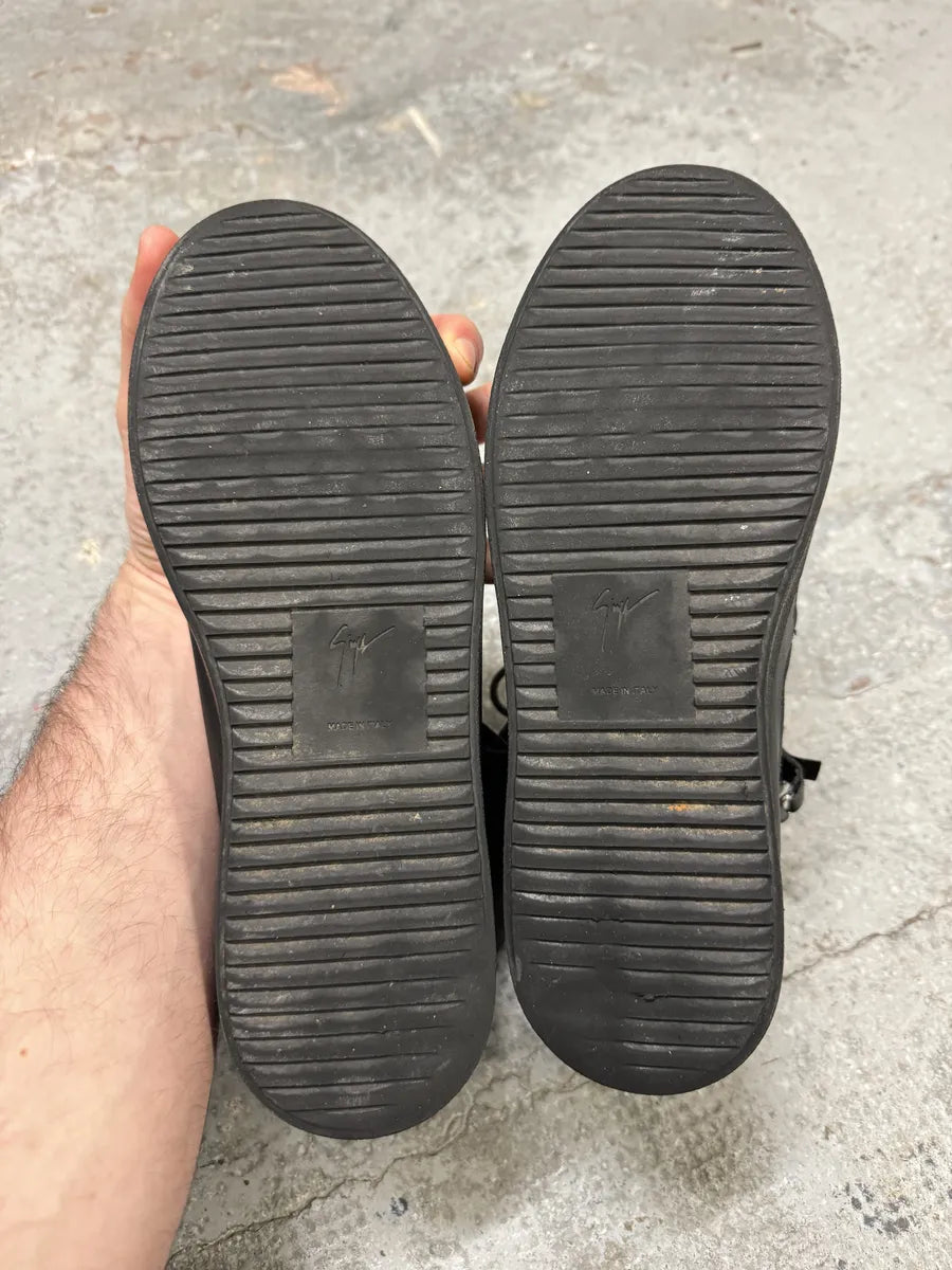 Giuseppe Zanotti Black Satin Leather High Sneakers (41eu/us8) tdKmypn 10