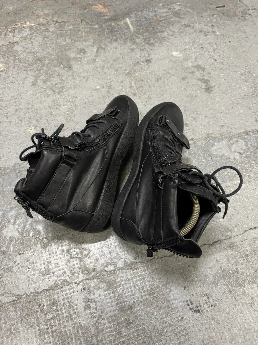 Giuseppe Zanotti Black Satin Leather High Sneakers (41eu/us8) tdKmypn 2