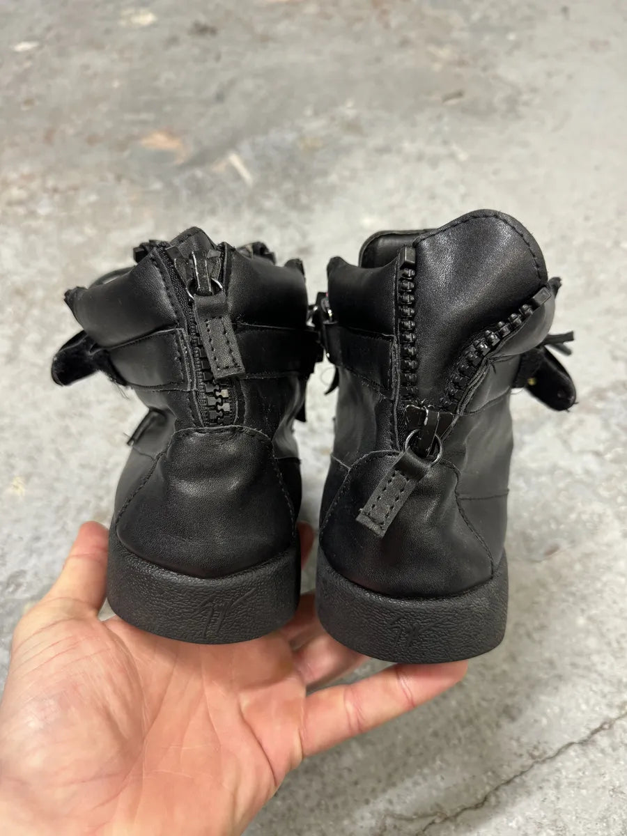 Giuseppe Zanotti Black Satin Leather High Sneakers (41eu/us8) tdKmypn 5