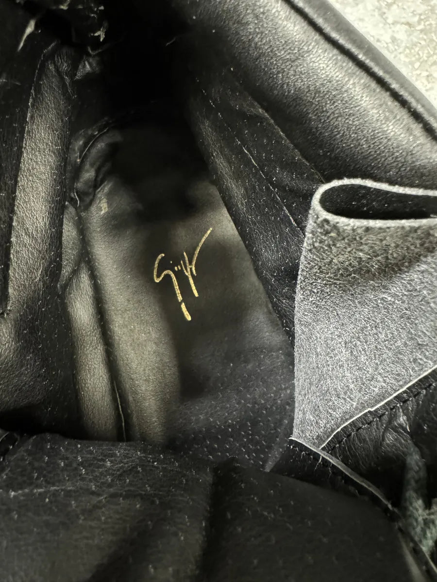 Giuseppe Zanotti Black Satin Leather High Sneakers (41eu/us8) tdKmypn 7