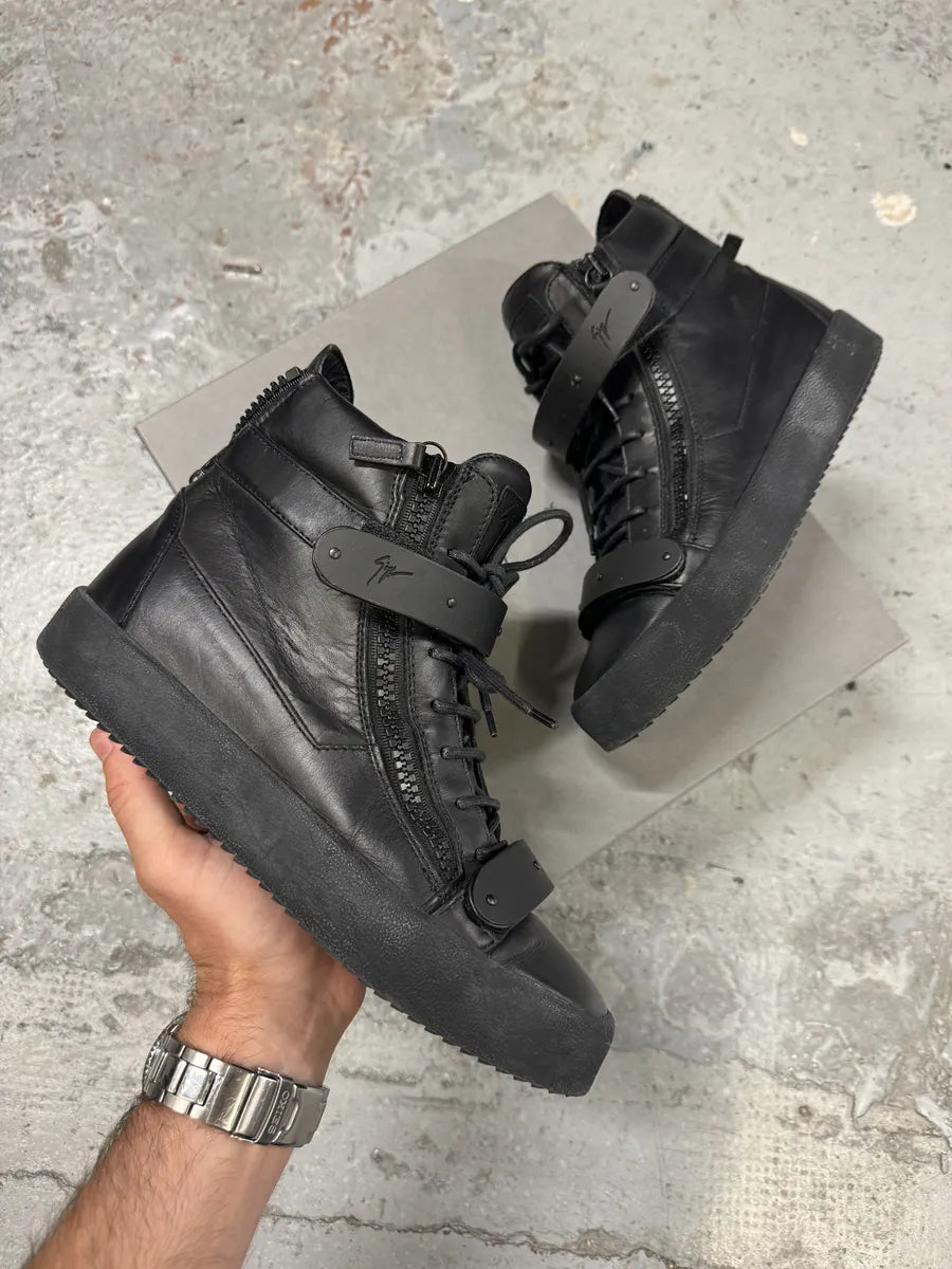 Giuseppe Zanotti Black Scratch High Leather Sneakers hvEUlta 0
