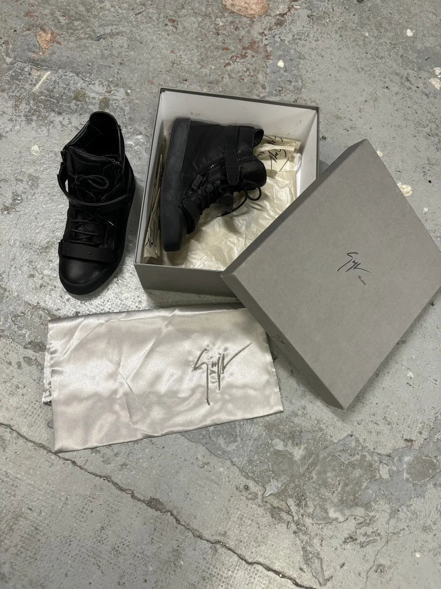 Giuseppe Zanotti Black Scratch High Leather Sneakers hvEUlta 2