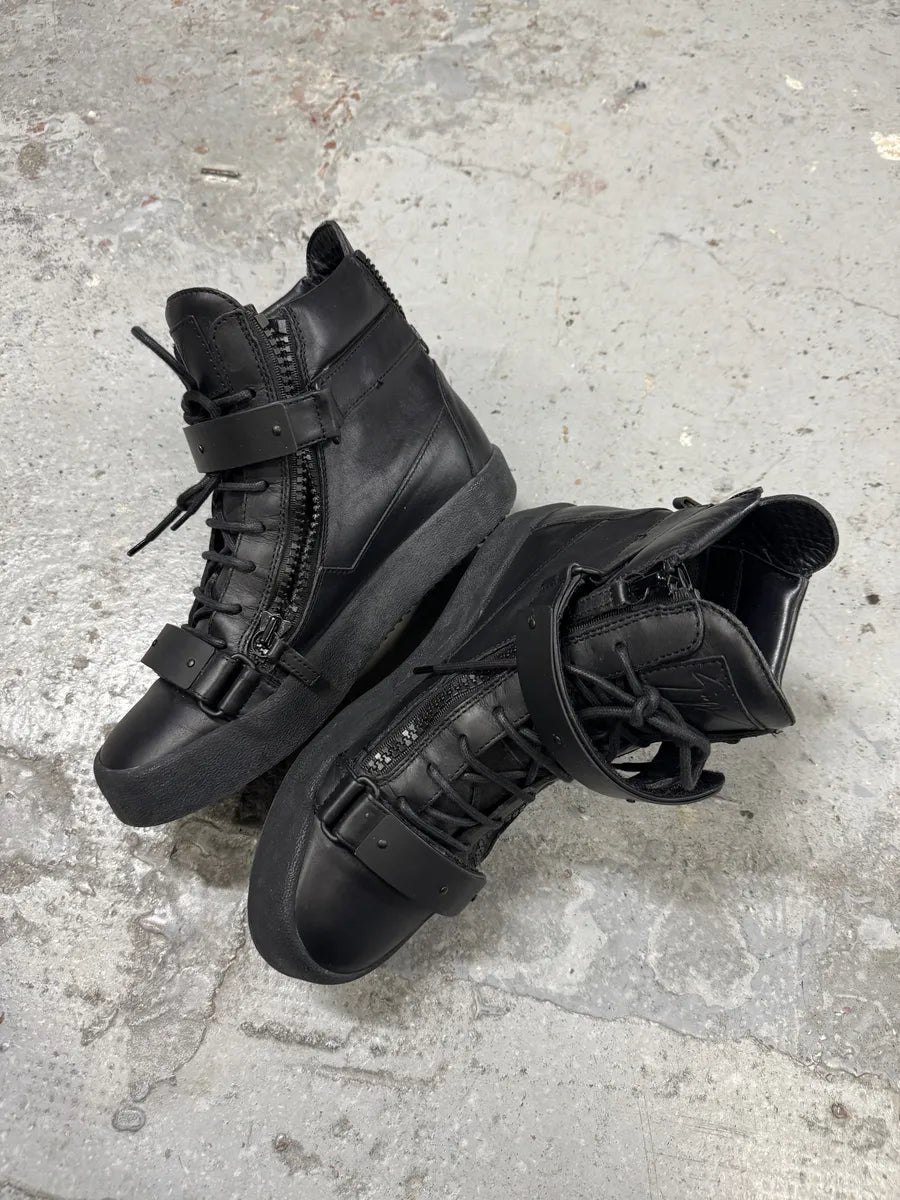 Giuseppe Zanotti Black Scratch High Leather Sneakers hvEUlta 4