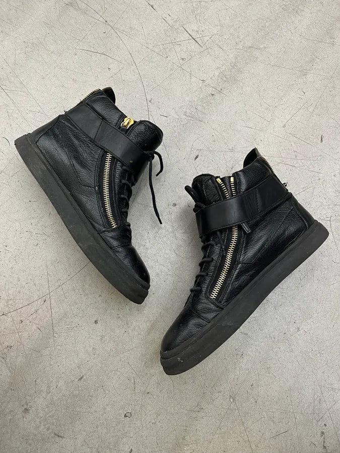 Giuseppe Zanotti Golden Eagle Black Leather High Sneakers MASDYTU 2