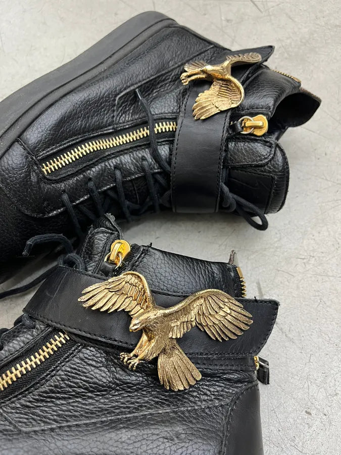 Giuseppe Zanotti Golden Eagle Black Leather High Sneakers MASDYTU 3