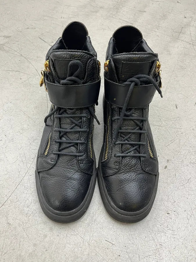 Giuseppe Zanotti Golden Eagle Black Leather High Sneakers MASDYTU 4