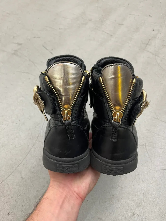 Giuseppe Zanotti Golden Eagle Black Leather High Sneakers MASDYTU 5